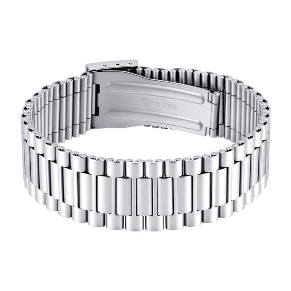 VNOX Stainless Steel Watch Band Link Bracelet for Men, Silver or Gold Gift Jewelry