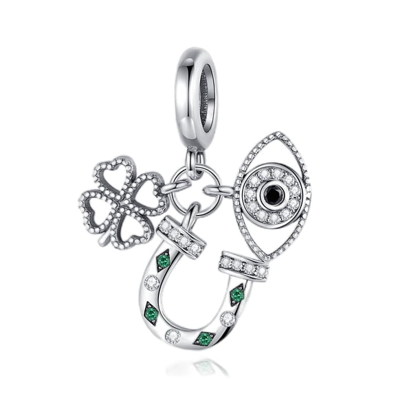 ROSIANNA 925 Sterling Silver Charm for Bracelets Lucky Clover Dangle Charms Women Bracelet Charm