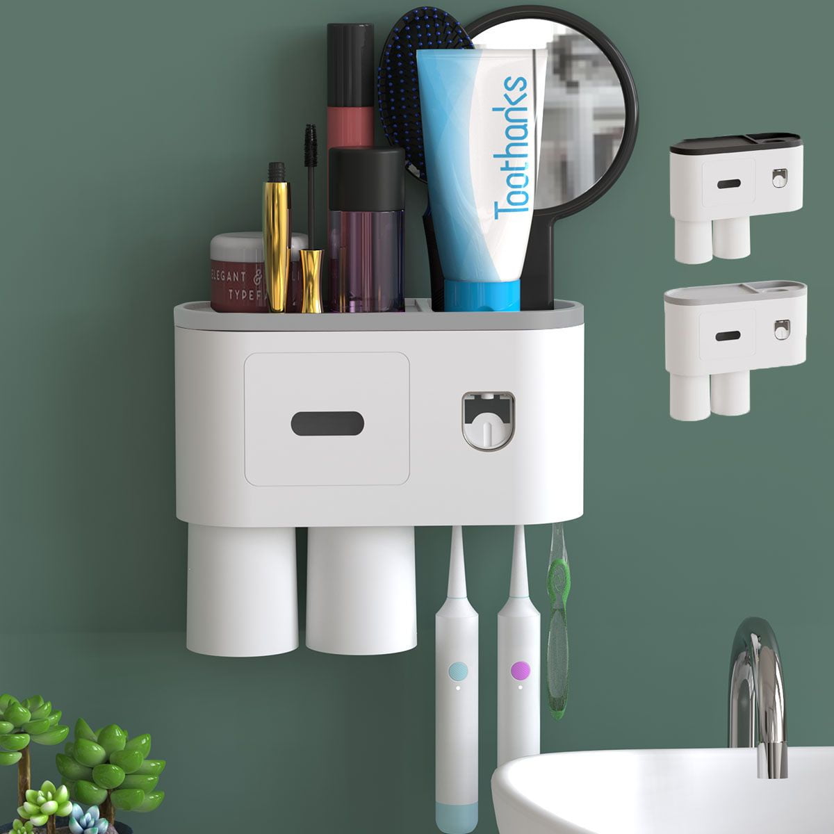 Mspan Toothbrush Razor Holder for Shower: Wall Mounted Tooth Brush  Organizer - Self Adhesive Hanging Mount for Bathroom Toothpaste Shaver  Loofah 