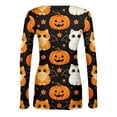 thumbnail image 5 of Halloween Womens Tops Long Sleeve Slim Ribbed Novelty Pumpkin Ghost Tunic Tops Holiday Crew Neck Fall Spring Fashion Clothing Orange XL, 5 of 6