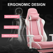GTPLAYER Gaming Chair with Footrest PU Leather Office Chair with Adjustable Headrest, Pink