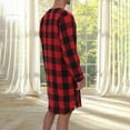 thumbnail image 6 of KONDYS Mens Plaid Print With Pockets Blend Flannel Long Sleeve Sleep Nightshirt Versatile Pajamas Homewear Loungewear, 6 of 9