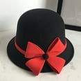 thumbnail image 2 of Clearance! Baberdicy Women's Autumn and Winter Bow Knot Round Top Casual Fisherman's Basin Cap Small Bowler Hat Da, 2 of 2