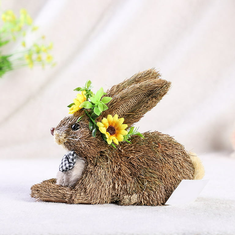 CreativeArrowy Grass Rabbit Animal Crafts Straw Bunny With Flower Crown And  Carrot Gifts For Children Ornament Easter Trellises 
