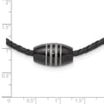 thumbnail image 3 of Stainless Steel Cord & Leather Necklace Chain Chisel Polished Black IP-plated 20 inch 11.5 mm, 3 of 5