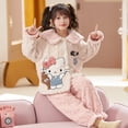thumbnail image 4 of Anime Sanrios Pajama Set for Kids Home Wear Autumn Winter Kawaii Pompom Purins Cinnamoroll Kuromi Flannel Pajamas Warm Thickened, 4 of 5