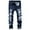 Blue, variant on WREESH Men's Ripped Jeans Slim Fitting Destroyed Denim Pants Fashion Trend Micro Elastic Straight Leg Black