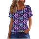 thumbnail image 2 of Fiudx Liquidación de Ahorros de Verano Blusa de Manga Corta a La Moda para Mujer, Camiseta Estampada, Top Informal, 2 of 6