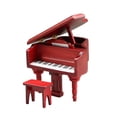 thumbnail image 2 of Piano de madera con silla, figurita en miniatura roja elegante para 1/12, dormitorio, accesorios para proyectos de bricolaje, Macarena Piano en miniatura de casa de muñecas, 2 of 8