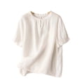 thumbnail image 2 of Neewe Linen Embroidered Three-quarter Sleeve Top Vintage Loose-fitting Embroidered Round-neck T-shirt For Women Three-quarter Sleeve Round-neck Top/shirt, 2 of 4