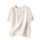 thumbnail image 2 of TaTaai Linen Embroidered Three-quarter Sleeve Top Vintage Loose-fitting Embroidered Round-neck T-shirt For Women Three-quarter Sleeve Round-neck Top/shirt Gift, 2 of 3