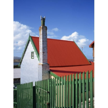 Private House with Red Corrugated Roof and Green Fence, Stanley, Capital of the Falkland Islands Print Wall Art By Renner