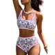 thumbnail image 1 of Conjunto de bikini Herseas con estampado floral de talle alto rojo para mujer, 1 of 6