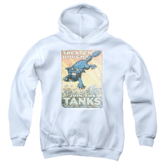 Army Treat Em Rough Youth Pullover Hoodie Sweatshirt White