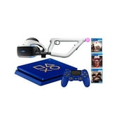 PlayStation 4 Days of Play PSVR FPS Shooter Bundle: PlayStation 4 1TB Days of Play Limited Edition Console, PSVR Headset, PlayStation Camera, Aim Controller, Bravo Team, Doom VFR and Farpoint