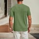 thumbnail image 3 of Pullover de Manga Corta para Hombres de Moda Casual Color Sólido Cuello Redondo Blusas Superiores, Poliéster Verano, 3 of 6