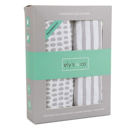 UPC: 0857231008189 | Ely s & Co. Waterproof Changing Pad Cover Set I Taupe Stripes