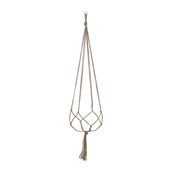 XIBUFE Macrame Plant Hanger Large for 6-10 Inch Pots, 41 Inch Extra Long Hanging Plant Holder with Wood Beads, Handwoven Boho Hanging Planter Basket for Indoor Outdoor Home Decor, Ivory