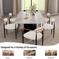 thumbnail image 6 of Morden Fort Modern Dining Table Set for 6, White Faux Marble Top Dining Table with 6 White Chairs for Kitchen, Dining Room, Restaurant, Conference Room, 6 of 7