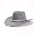 thumbnail image 1 of Men Western Cowboy Hat Suede Spring Summer Man Cap Shade Horse Riding Outdoor Solid Color High Quality New Fashion Crimping Gift, 1 of 6