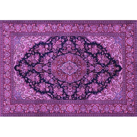 Ahgly Company Indoor Rectangle Medallion Purple Traditional Area Rugs, 2' x 5'