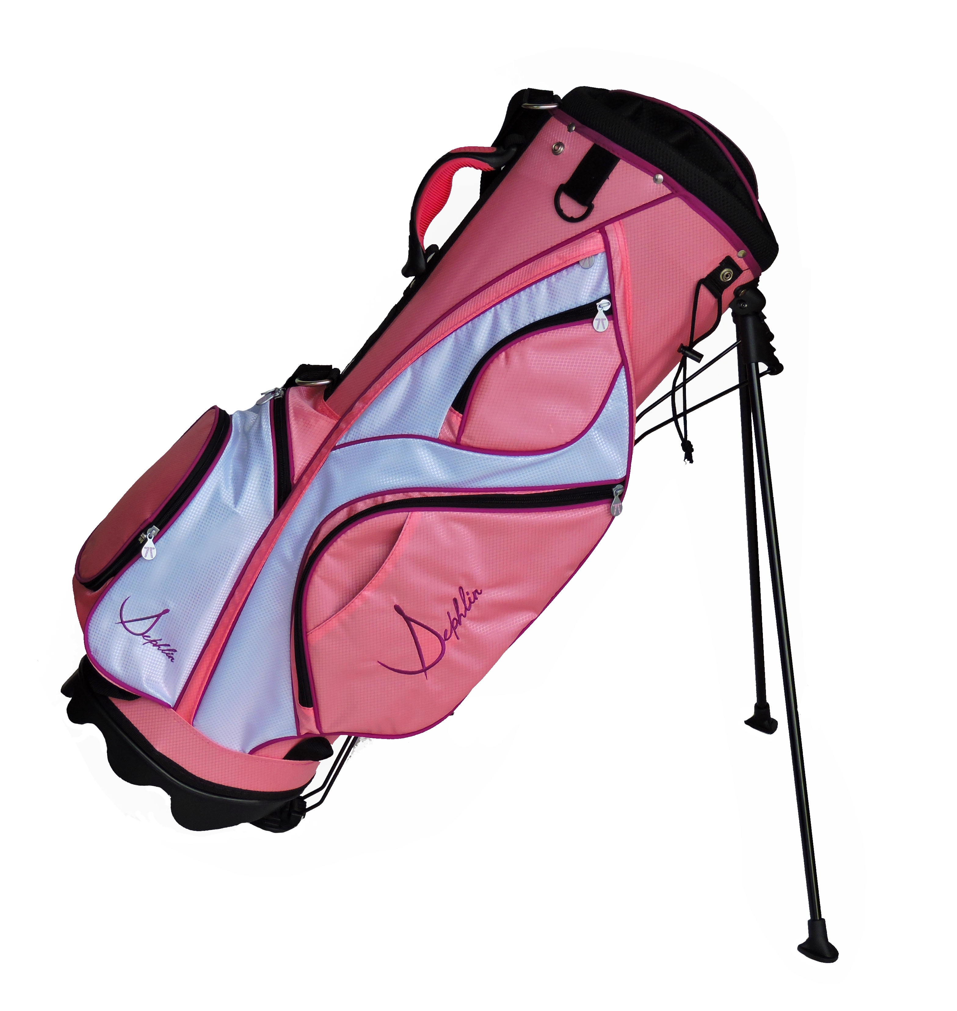 Sephlin - Sephlin Women Ultra Lite Pink Golf Bag 34" Stand Tall (Salmon Pink White Purple)