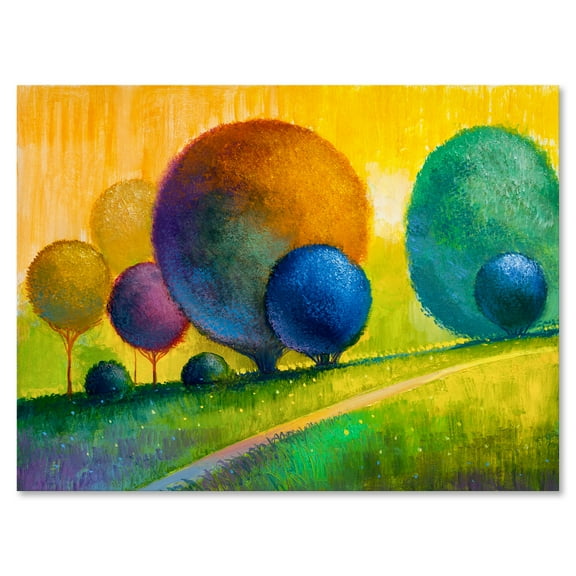 Designart ' Ornamental Colourful Trees III ' Modern Canvas Wall Art Print