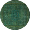 thumbnail image 1 of Ahgly Company Indoor Round Abstract Turquoise Blue Modern Area Rugs, 5' Round, 1 of 4
