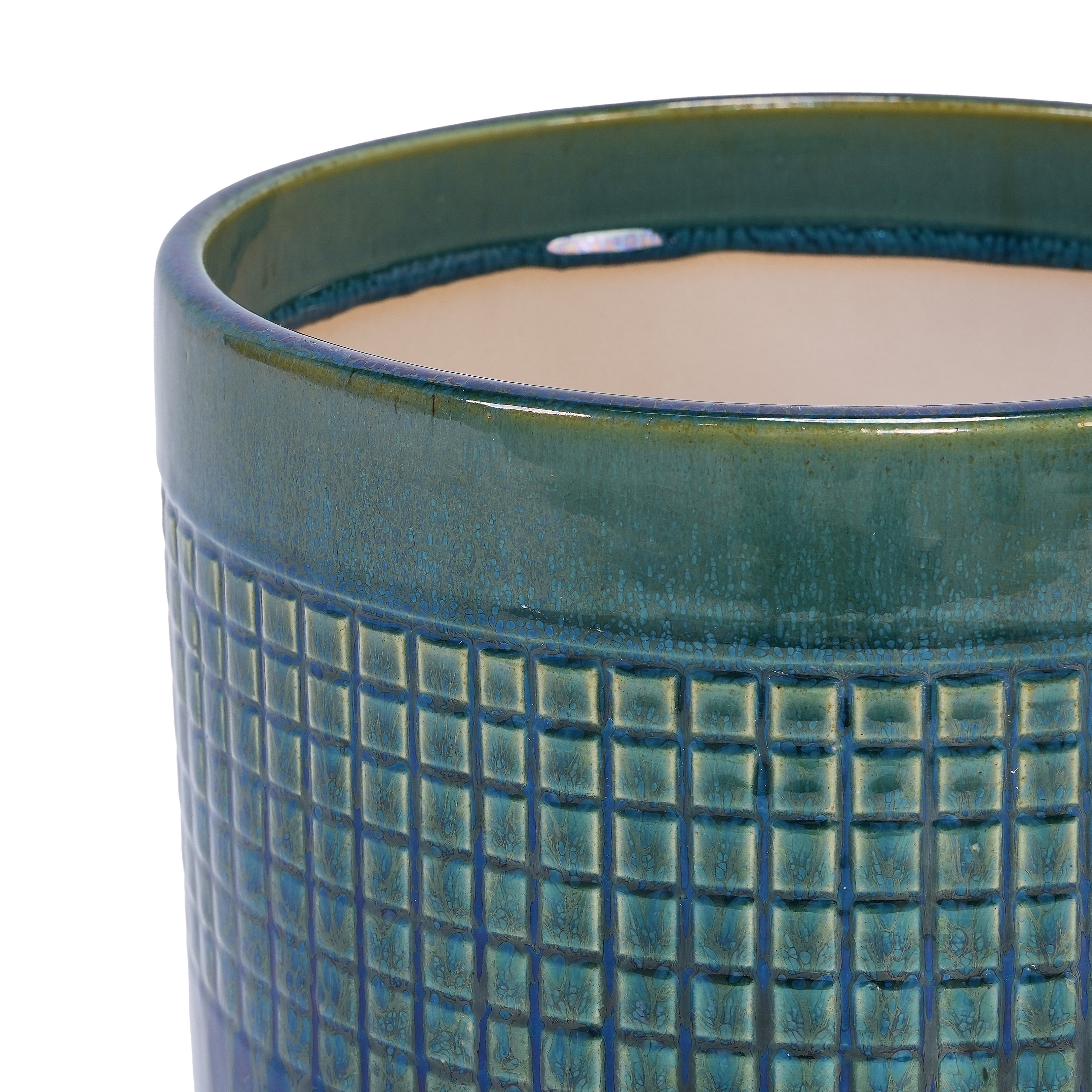 MAYEERTY 3 Pack Grid Ceramic Planter Pot, Planter for Indoor Outdoor Patio, Garden, Blue Green