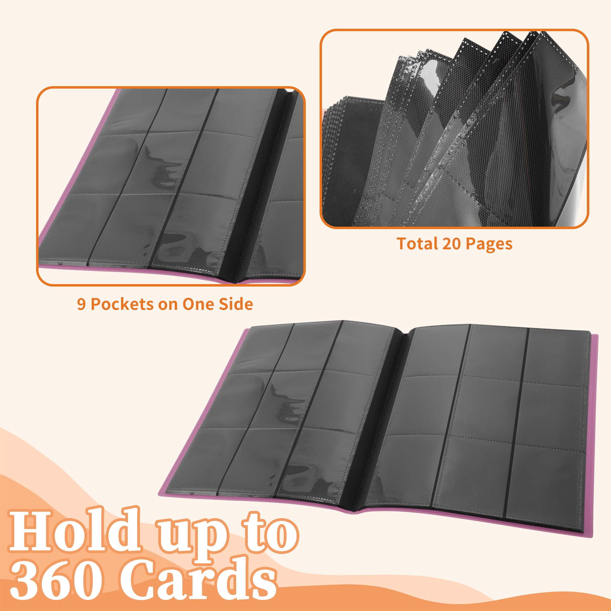 Unique Bargains Card Binder with 9 Pockets and 20 Pages ["Rose Red"]