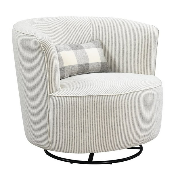 Branch Stripe Swivel Accent Chair with GliderRocker 360 Swivel And Barrel Back
