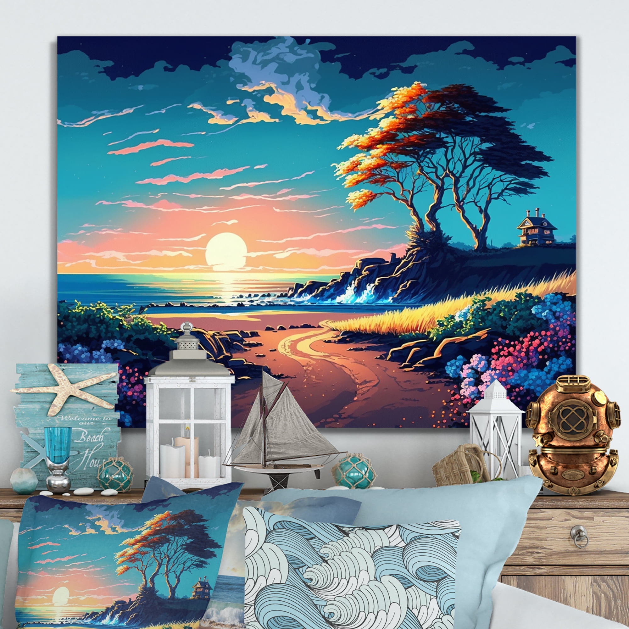 Designart Modern Sunset In Vector Style IV Canvas Wall Art