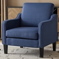 thumbnail image 1 of Ktaxon Accent Chair with Thick Cushion, Mid-Century Modern Single Sofa Linen Fabric Armchair for Living Room, Bedroom Blue, 1 of 9