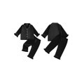 thumbnail image 2 of Spewahor Kids Girl Satin Pajama Set Ruffle Trim Long Sleeve Button-up Tops and Elastic Waist Pants 2 Piece Sleepwear Outfit, 2 of 9