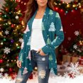 thumbnail image 6 of Women's Fashionable Loose-Fit Casual Cardigan with Christmas Print Mid-Length Coat for Holiday Outfits and Comfortable Wear,Turquoise,S, 6 of 6