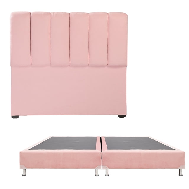Recámara King Size Kami Rosa con Cabecera + Box Base Cama