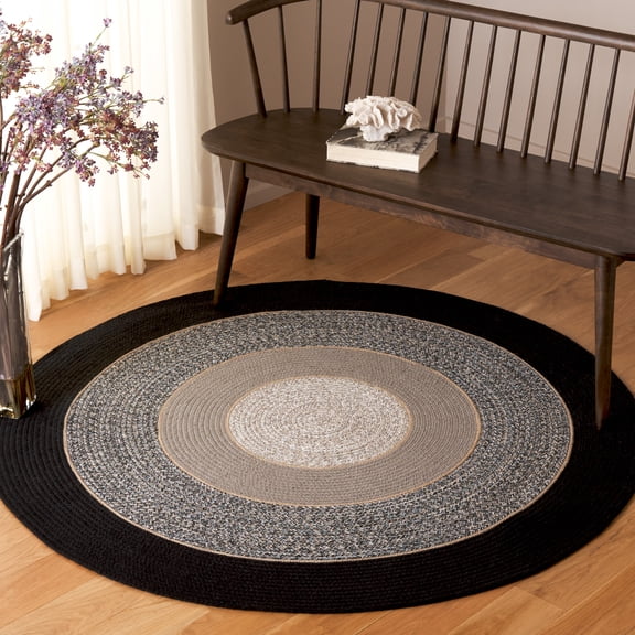 Safavieh Braided Diana Geometric Reversible Area Rug, Black/Gray, 5' x 5' Round