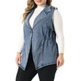 thumbnail image 4 of MODA NOVA Plus Size Juniors Denim Jacket Sleeveless Waistline Notched Lapel Button Denim Vests Gray Blue 2X, 4 of 6