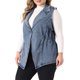 thumbnail image 4 of Chaqueta de mezclilla sin mangas Agnes Orinda Plus Talla Mujer Chaleco de mezclilla con solapa y botones Gris Azul 2X, 4 of 7