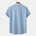 thumbnail image 5 of Elvqul Mens Short Sleeve Shirts Light Blue Casual Button up Clearance Under $10 Cotton Linen Plain Collared Shirts, 5 of 9