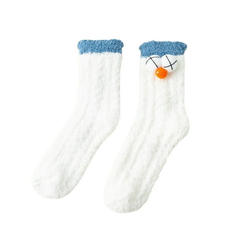 

Liveday Women\ s Fleece Socks Cute Cartoon Fuzzy Sock Soft Comfortable Warm Sockings for Home Living Room Bedroom White