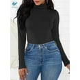 thumbnail image 5 of Deago Women's Mock Turtle Neck Long Sleeve Tops Shapewear Bodysuit Jumpsuit (Black, M), 5 of 11