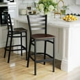 thumbnail image 2 of HERCULES Series Black Ladder Back Metal Restaurant Barstool - Mahogany Wood Seat, 2 of 7