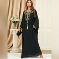 thumbnail image 2 of IBTOM CASTLE Women Muslim Dress Batwing Sleeve Embroidered Abaya Kaftans Modern Elegant Dubai Moroccan Islamic Dresses One Size Black, 2 of 8