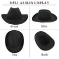 thumbnail image 4 of WoWstyle 2 Pack Cowboy Hat for Women Men DIY Western Cowgirl Hats Plain Felt Dress-up Play Costume Party Hat Adjustable Strings Valentine's Day Gift, Black, 4 of 6