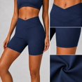 thumbnail image 4 of Women’s Crossover High Waisted Workout Shorts, V Waist Yoga Biker Shorts, Nylon Spandex Stretch Athletic Shorts for Gym Pilates, 4 of 7