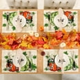thumbnail image 5 of Fall Placemats Set of 6, Thanksgiving Orange Pumpkins Green Leaves Buffalo Plaid Place Mats 12x18 Inch Autumn Harvest Farmhouse Table Mats for Home Holiday Party Dining Table Decor, 5 of 6