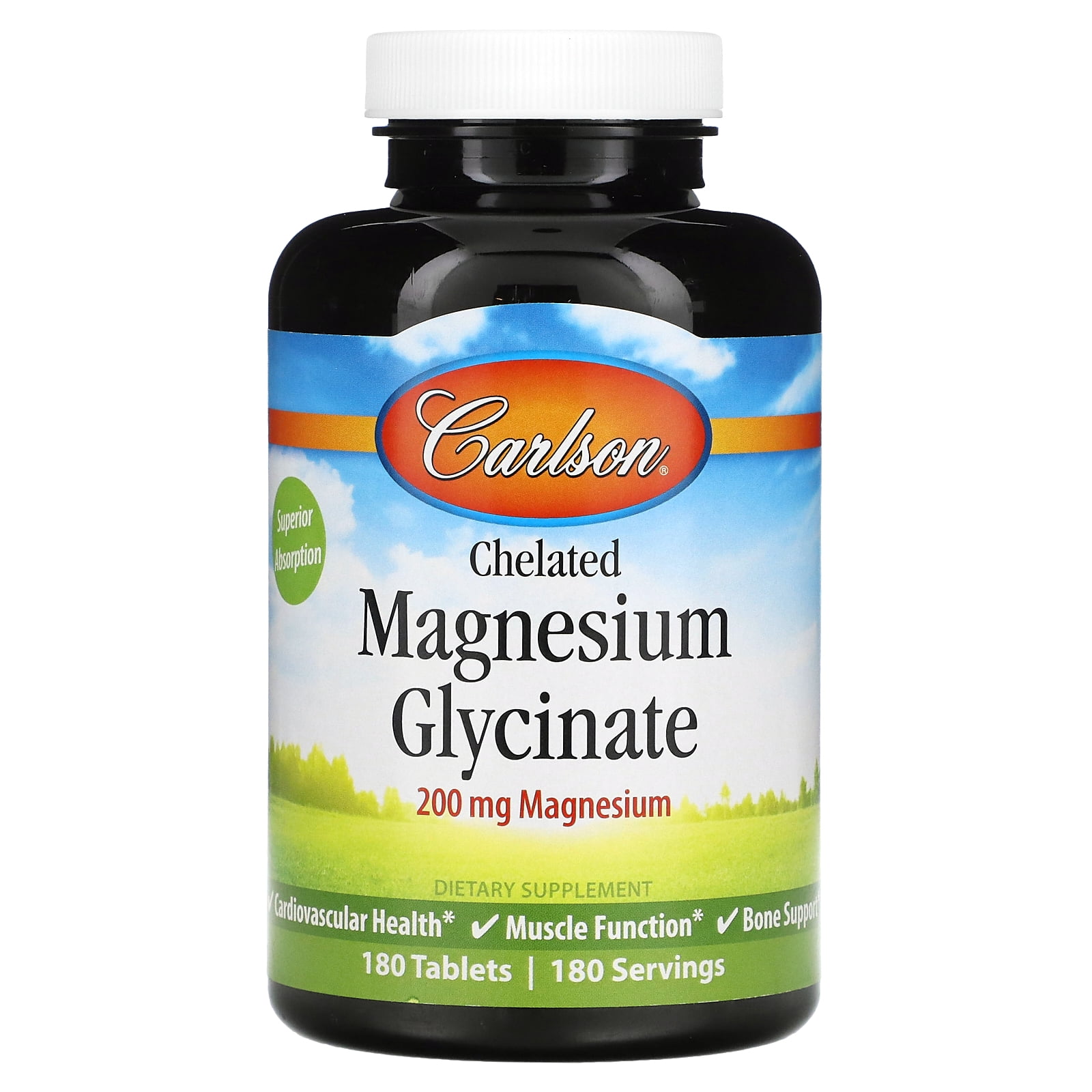 Carlson Labs Chelated Magnesium Glycinate 200 mg. 180 Tablets