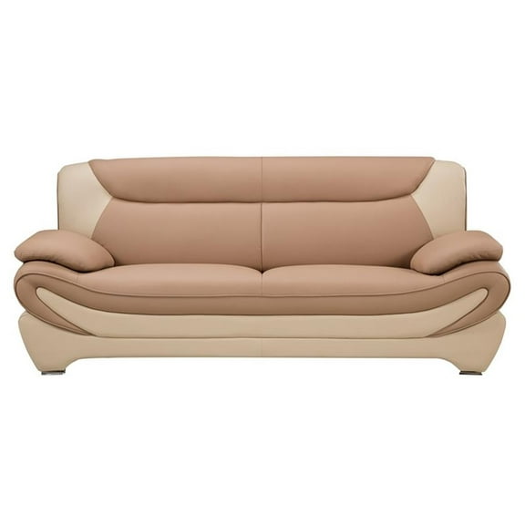 AE209 Camel (Tan) and Ivory Color With With Faux Leather Sofa