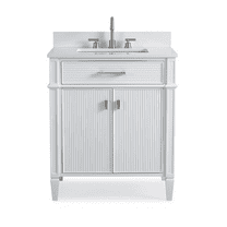 Tennant Brand 30" White Lined Bathroom Vanity with White Quartz Top